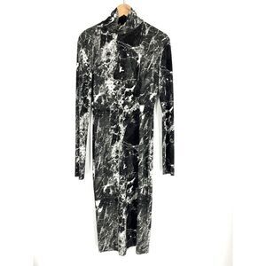 Norma Kamali x KamaliKulture Dress Size Medium Turtleneck Tie Dye Sheath Midi